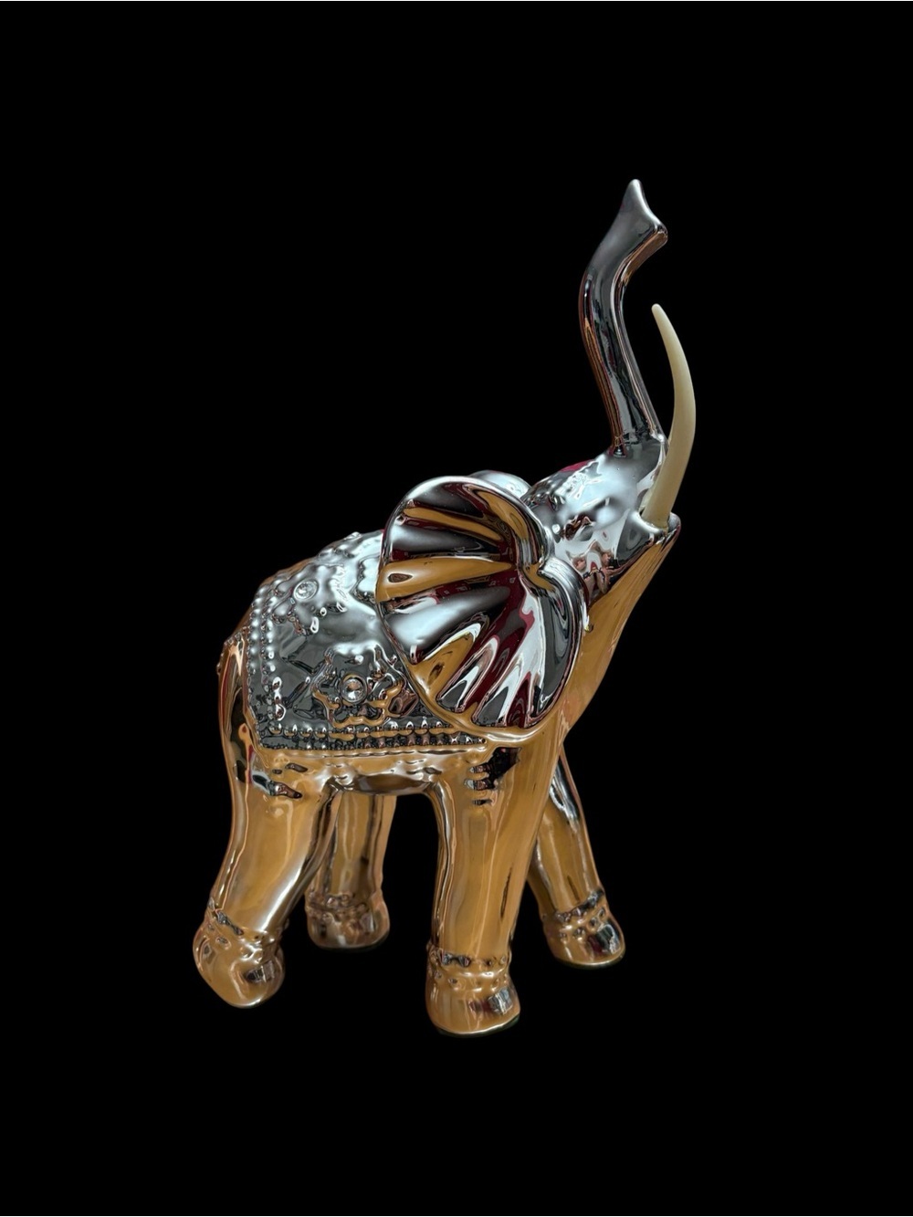 Silver Chrome Elephant Figurine, Decorative Elephant Statue - Picture 3 of 8